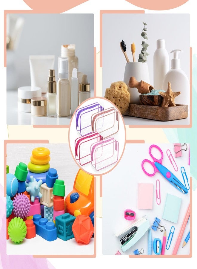 مجموعة سيل تراينجل من 24 كيس مكياج شفاف، حقيبة تخزين مستحضرات تجميل بالجملة، حقيبة PVC مقاومة للماء مع سحاب، منظم للسفر، حقيبة أدوات تجميل بلاستيكية للنساء، 7 بوصات × 4.7 بوصات × 2.4 بوصات (وردي) - Image 5