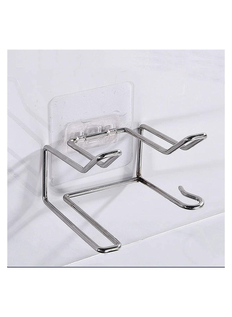 Luckam 1 Hair Dryer Holder Wall Mount No Drilling Hair Dryer Holder Stainless Steel Hair Styling Tool Storage Box Self Adhesive Hair Dryer Holder Fits Most Hair Dryers Silver - Image 2