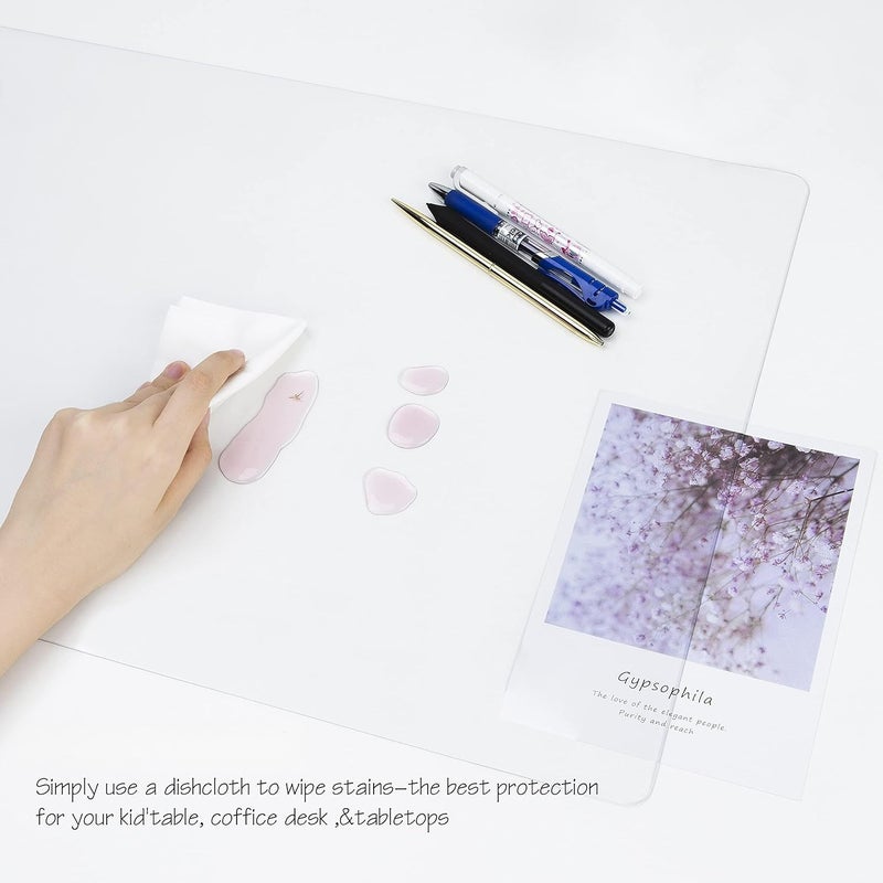 KASTWAVE Clear Desk Mat Non-Slip PVC Desk Pad with Rounded Edges, Heat Resistant & Waterproof Protector for Home and Office, Anti-Slip Desk Cover Writing Surface, 23.6" x 15.7" - Image 5