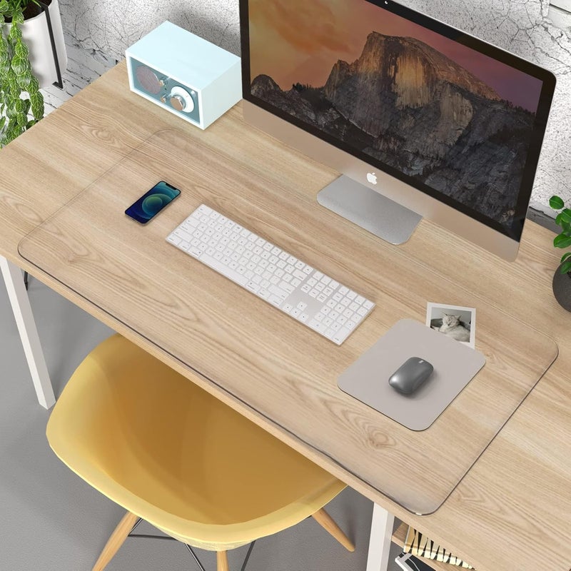 KASTWAVE Clear Desk Mat Non-Slip PVC Desk Pad with Rounded Edges, Heat Resistant & Waterproof Protector for Home and Office, Anti-Slip Desk Cover Writing Surface, 23.6" x 15.7" - Image 1