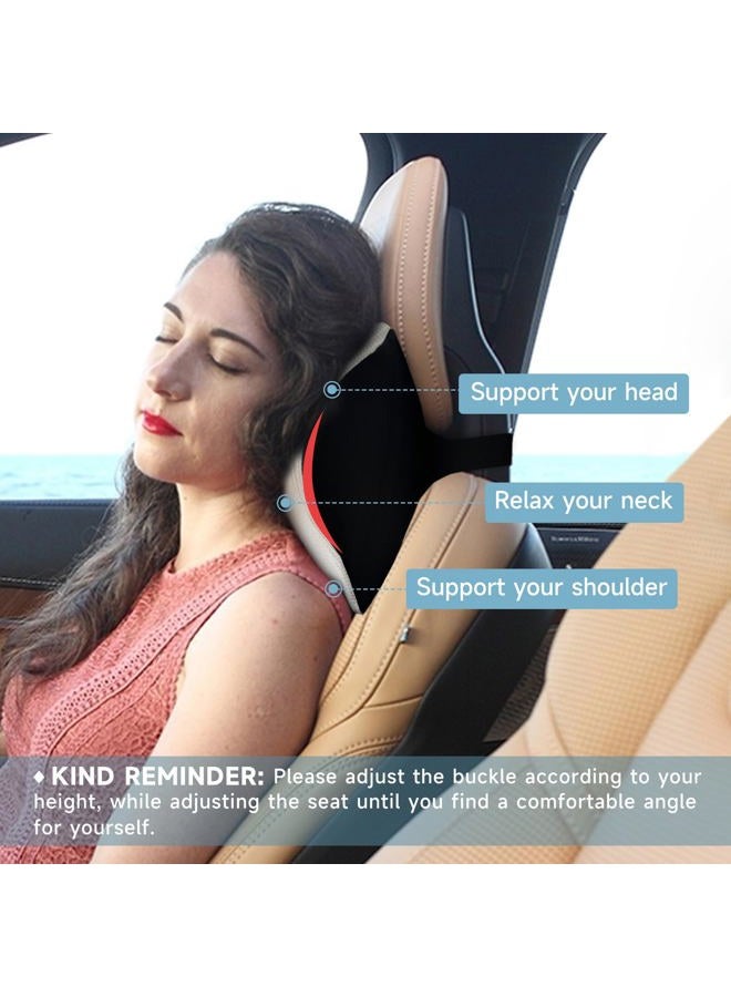 SPRFUFLY Make Comforting Car Headrest Pillow, Car Pillow for Driving with Adjustable Strap, 100% Memory Foam Neck Cushion, Breathable Removable Cover & Ergonomic Design - Car Neck Pillow(Moonlight-Silver, 1PC) - Image 5