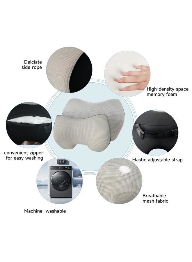 SPRFUFLY Make Comforting Car Headrest Pillow, Car Pillow for Driving with Adjustable Strap, 100% Memory Foam Neck Cushion, Breathable Removable Cover & Ergonomic Design - Car Neck Pillow(Moonlight-Silver, 1PC) - Image 3