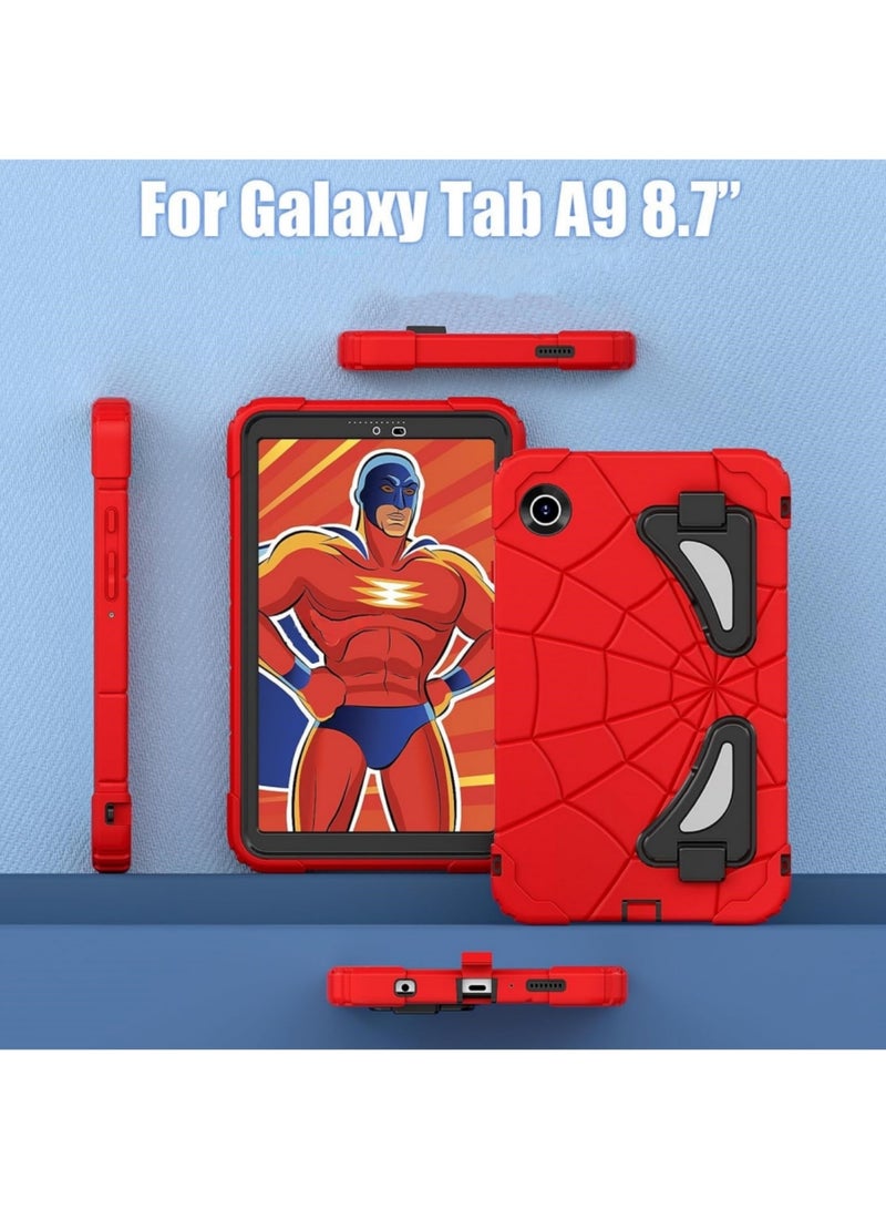 Aookay Case for Samsung Galaxy Tab A9 Plus Tablet Case, Samsung Galaxy Tab A9 Plus Case with Adjustable Portable Shoulder Strap for Kids, Stand Thickned Cornor Shockproof Samsung Tab A9 Plus Case Cover (Red Black) - Image 3