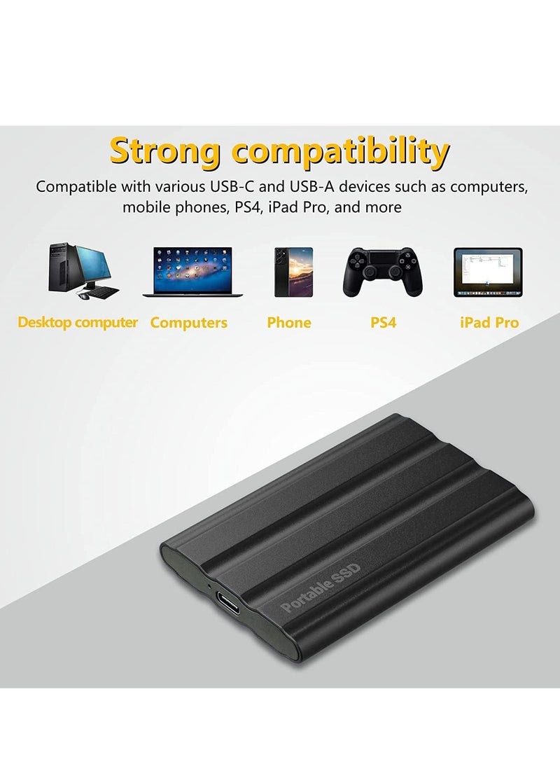 محرك أقراص صلبة خارجي، SSD محمول خارجي، محركات أقراص صلبة للكمبيوتر، USB 3.1 Type-C فائق النحافة مع USB-A، سهل الحمل، أسود - Image 4