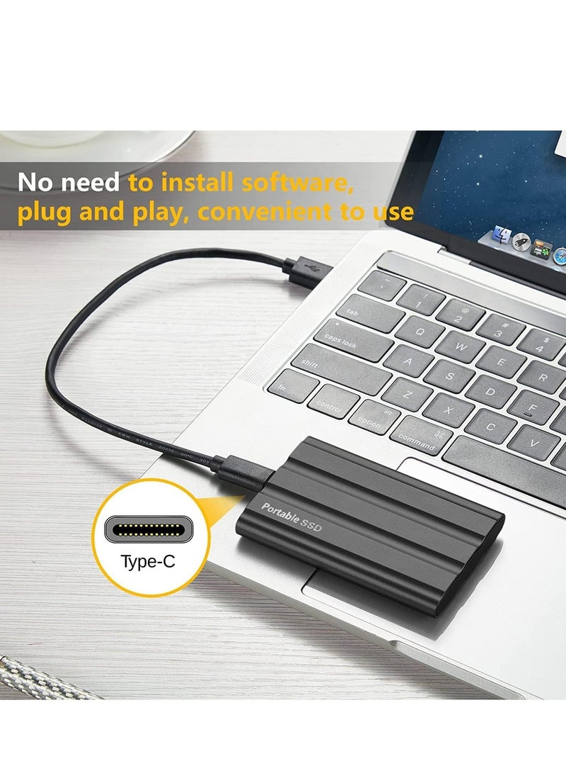 محرك أقراص صلبة خارجي، SSD محمول خارجي، محركات أقراص صلبة للكمبيوتر، USB 3.1 Type-C فائق النحافة مع USB-A، سهل الحمل، أسود - Image 3