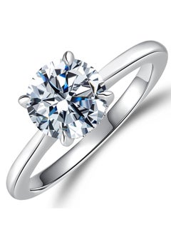 Julia Store 18K White Gold Plated Round Cut Trendy Luxury Eternal Love Solitaire 1.5 CT Cubic Zirconia Engagement Wedding Promise band Ring  - Image 1