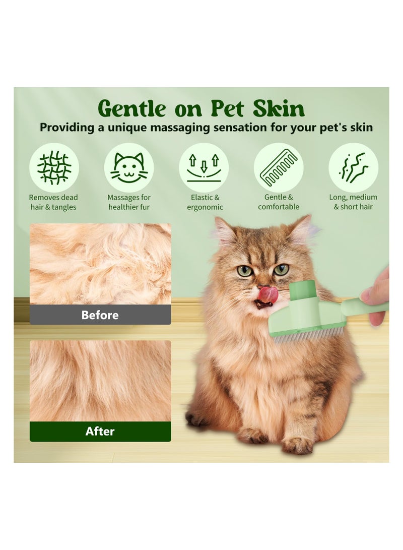 مشط إزالة الشعر الحيوانات الأليفة مشط البراغيث, 2025 فرشاة تربية القط الجديدة, فرشاة القط مع زر الإفراج, مشط الشعر القط إزالة السحب, لوازم تربية القط, فرشاة القط للقطط الشعر القصير والطويل (الأخضر) - Image 5