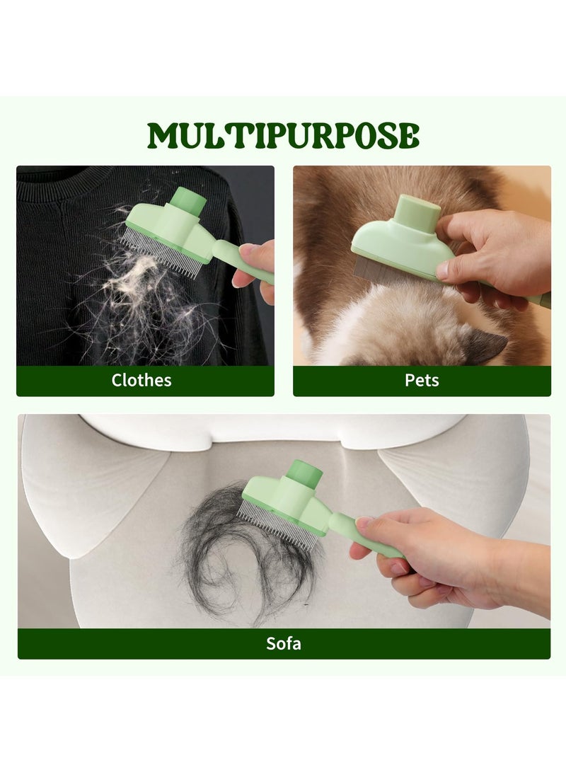 مشط إزالة الشعر الحيوانات الأليفة مشط البراغيث, 2025 فرشاة تربية القط الجديدة, فرشاة القط مع زر الإفراج, مشط الشعر القط إزالة السحب, لوازم تربية القط, فرشاة القط للقطط الشعر القصير والطويل (الأخضر) - Image 3
