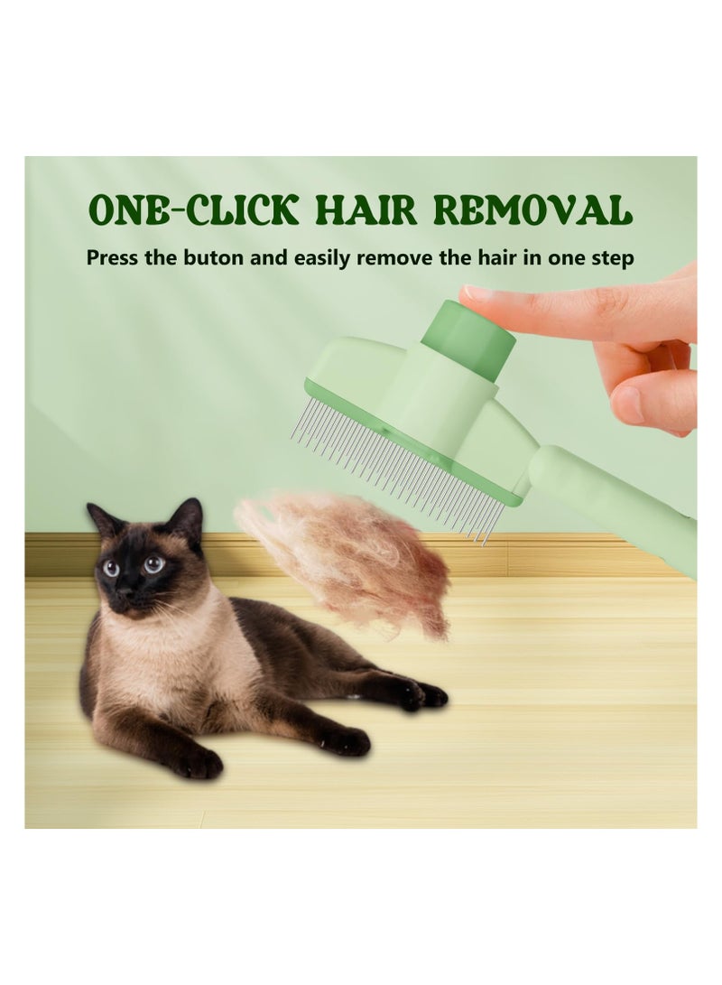 مشط إزالة الشعر الحيوانات الأليفة مشط البراغيث, 2025 فرشاة تربية القط الجديدة, فرشاة القط مع زر الإفراج, مشط الشعر القط إزالة السحب, لوازم تربية القط, فرشاة القط للقطط الشعر القصير والطويل (الأخضر) - Image 4