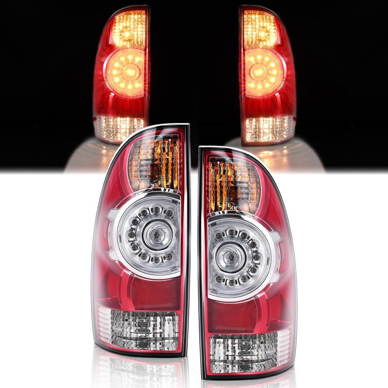 BeamTrack LED Tail Lights Assembly Compatible with 2005-2015 Toyota Tacoma Pickup Taillight Rear Brake Light, Left Driver and Right Passenger Side w/Bulbs and Harness, Replaces 81550-04160 81560-04160 - Image 1