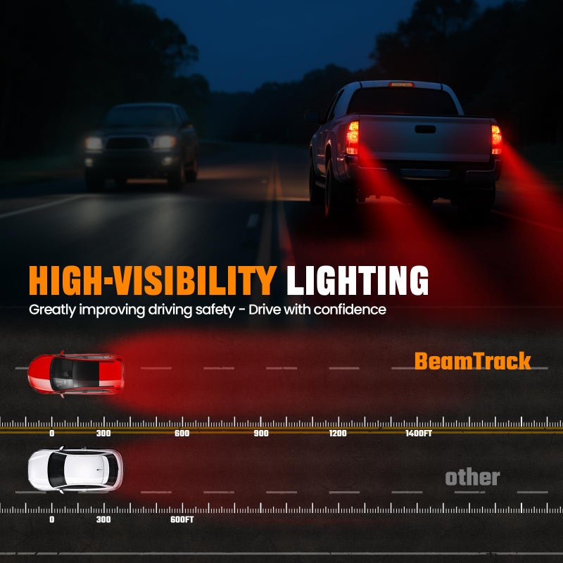 BeamTrack LED Tail Lights Assembly Compatible with 2005-2015 Toyota Tacoma Pickup Taillight Rear Brake Light, Left Driver and Right Passenger Side w/Bulbs and Harness, Replaces 81550-04160 81560-04160 - Image 4