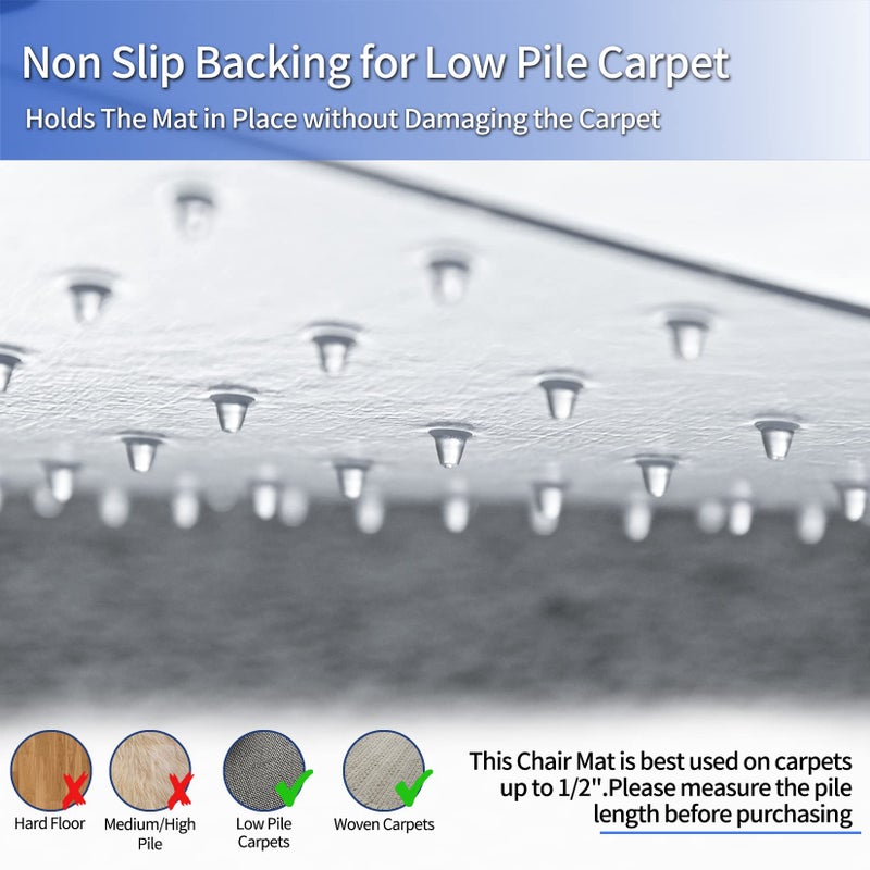Amyracel Clear Chair Mat for Low Pile Carpet, 53'' x 45'' Thick Computer Desk Chair Mat for Carpeted Floors, Easy Glide Plastic Floor Mat for Office Chair on Carpet Protection (45'' x 53'' with Lip) - Image 3