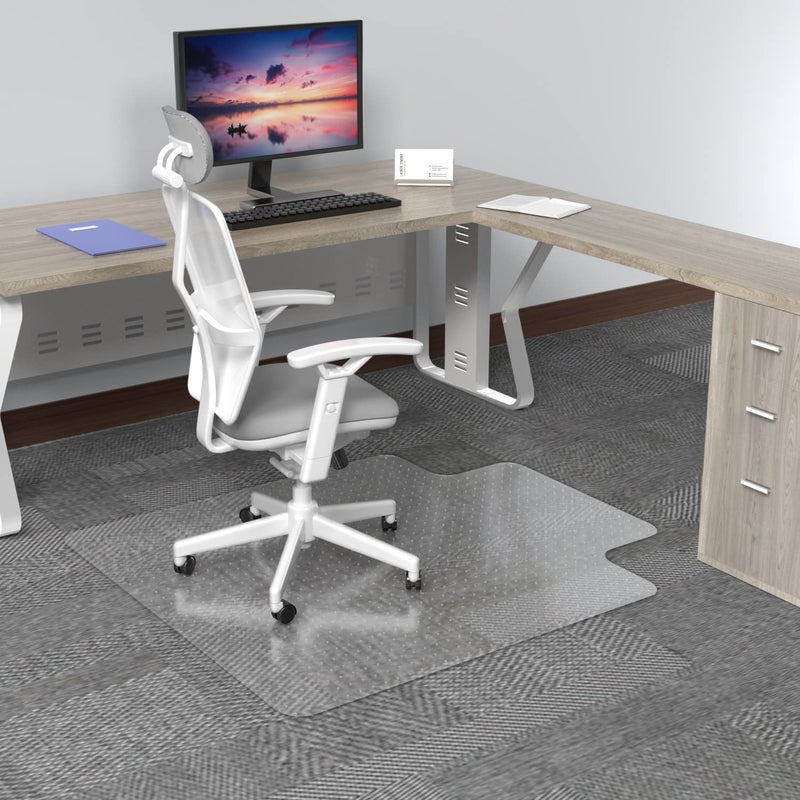 Amyracel Clear Chair Mat for Low Pile Carpet, 53'' x 45'' Thick Computer Desk Chair Mat for Carpeted Floors, Easy Glide Plastic Floor Mat for Office Chair on Carpet Protection (45'' x 53'' with Lip) - Image 2