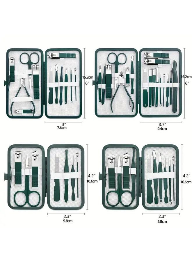 مجموعة مانيكير وباديكير احترافية من Green، 7 قطع، مقصات أظافر من الفولاذ المقاوم للصدأ مع حقيبة سفر - Image 5