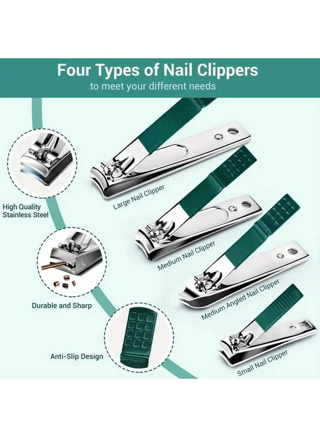 مجموعة مانيكير وباديكير احترافية من Green، 7 قطع، مقصات أظافر من الفولاذ المقاوم للصدأ مع حقيبة سفر - Image 3