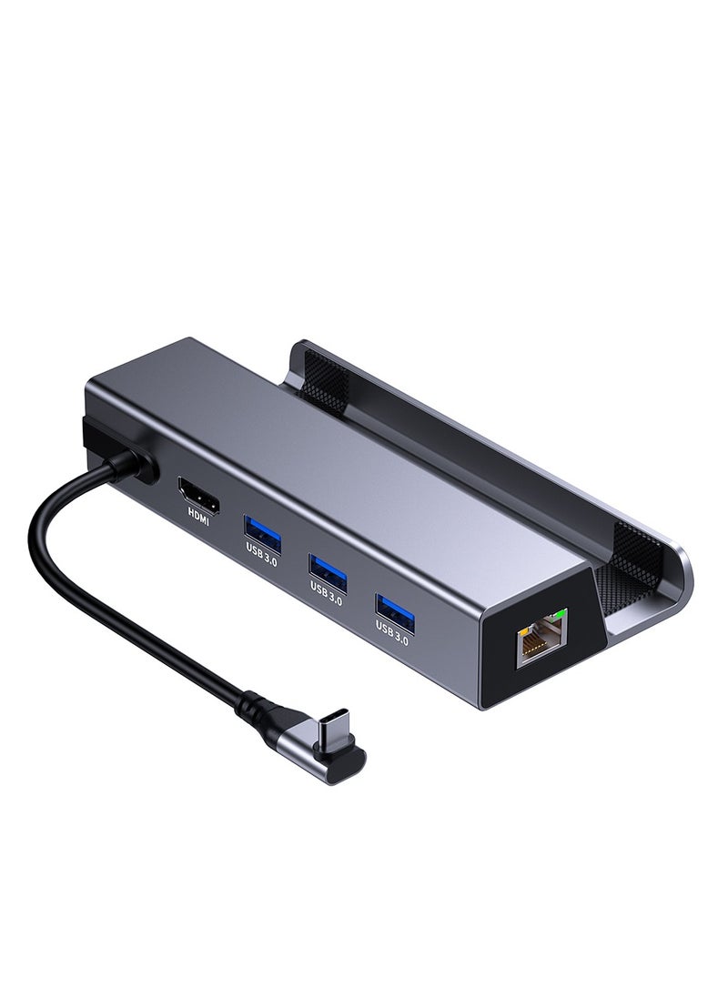 Generic - Docking Station, 6-in-1 Dock with HDMI 2.0 4K@60Hz, Gigabit Ethernet, 3 USB 3.0 and 100W USB C Charging Port for Steam Deck and Asus Rog Ally - Image 1