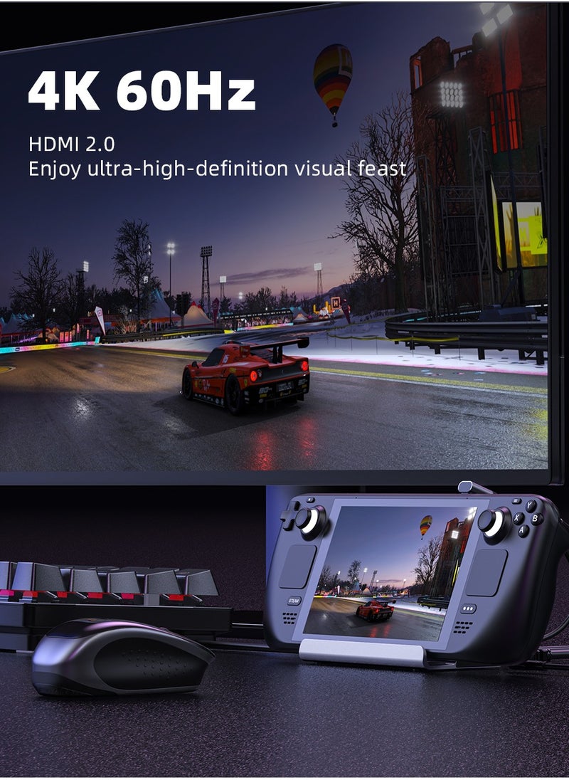 Generic - Docking Station, 6-in-1 Dock with HDMI 2.0 4K@60Hz, Gigabit Ethernet, 3 USB 3.0 and 100W USB C Charging Port for Steam Deck and Asus Rog Ally - Image 1