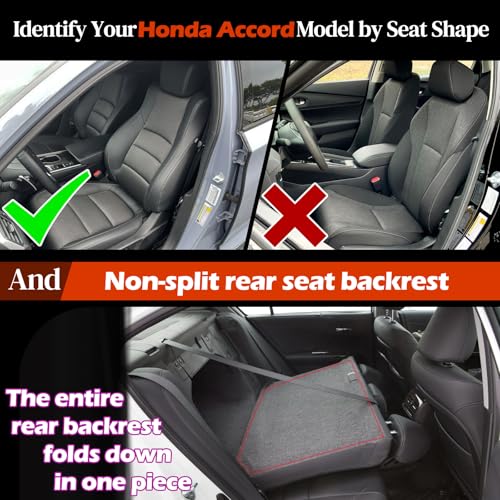 HKZ أغطية مقاعد السيارة HKZ مخصصة لسيارة هوندا أكورد 2018 2019 2020 2021 2022 LX (الصف الخلفي مع مسند ظهر قابل للطي) - مجموعة كاملة لـ 5 مقاعد، جلد (أسود) - Image 2