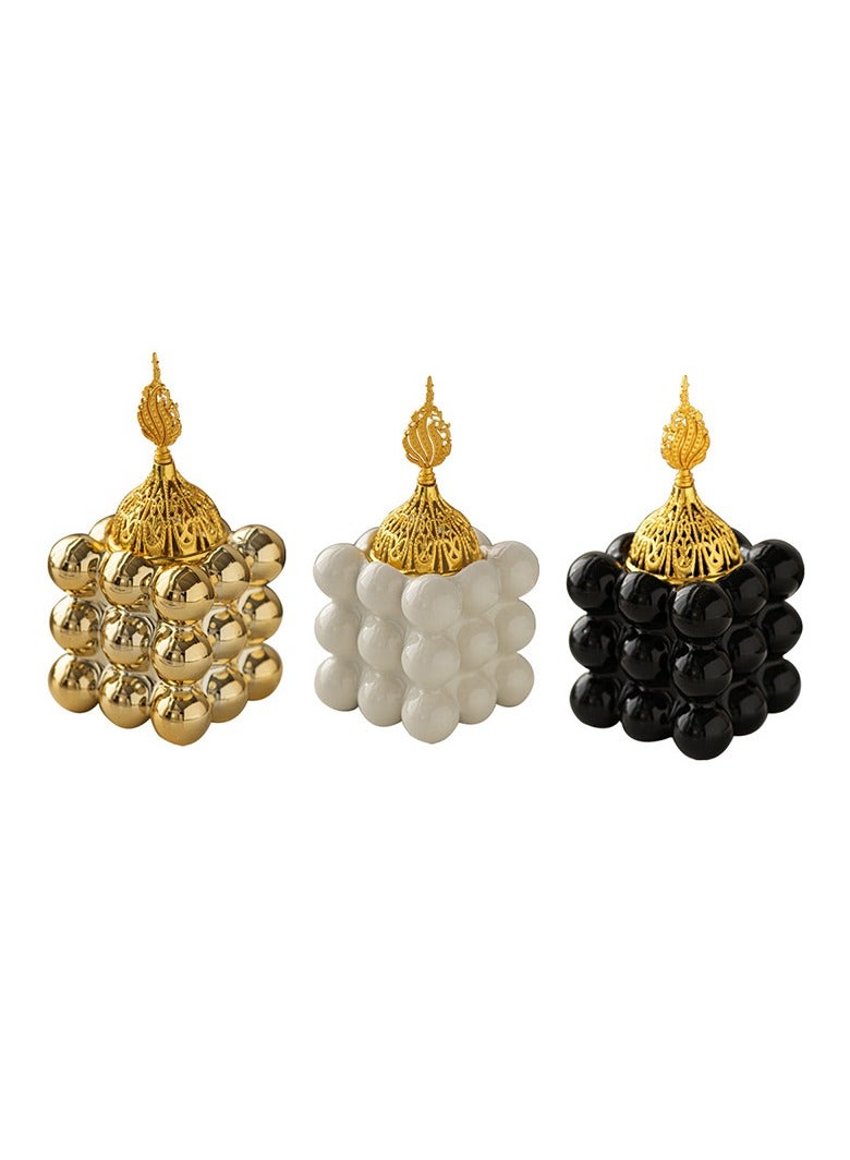 Incense burner, home atmosphere decoration, cube style design,gold  - Image 4