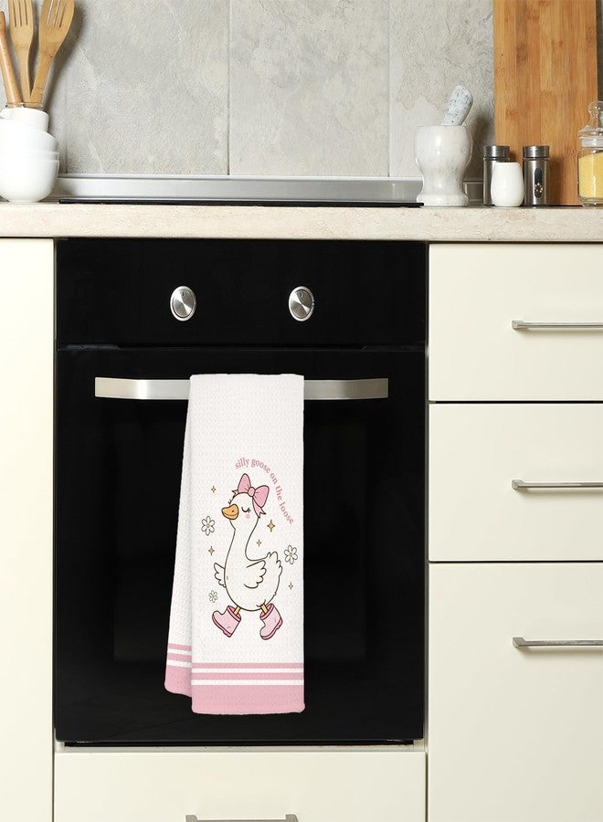SJDFCSA Pink Funny Goose Kids Hand Towels, Goose Gifts, Coquette Pink Bow Farm Animal Decorative Hand Towels for Kids Girls Bathroom Decor, 16x24 Inch - Image 5