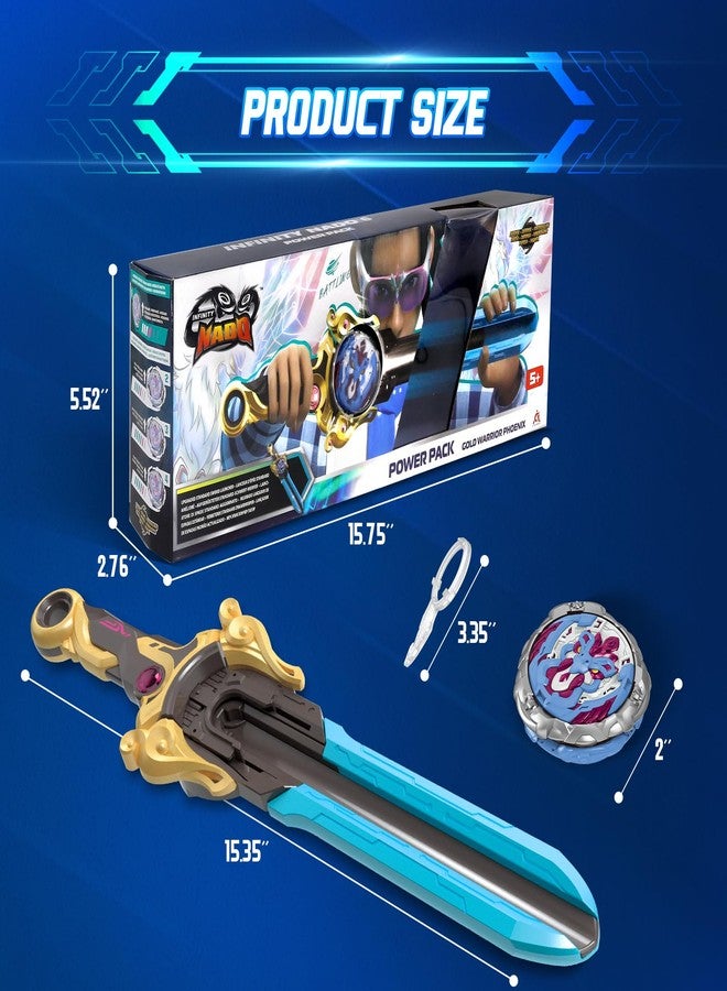 INFINITY NADO Battling Toys, Spinning Top and Sword Launcher Battle Set Toys for Kids, Battle Brust Sword Top Toys for 5 6 7 8 9 10 11 12 Year Old Boys, Gold Warrior Phoenix - Image 5