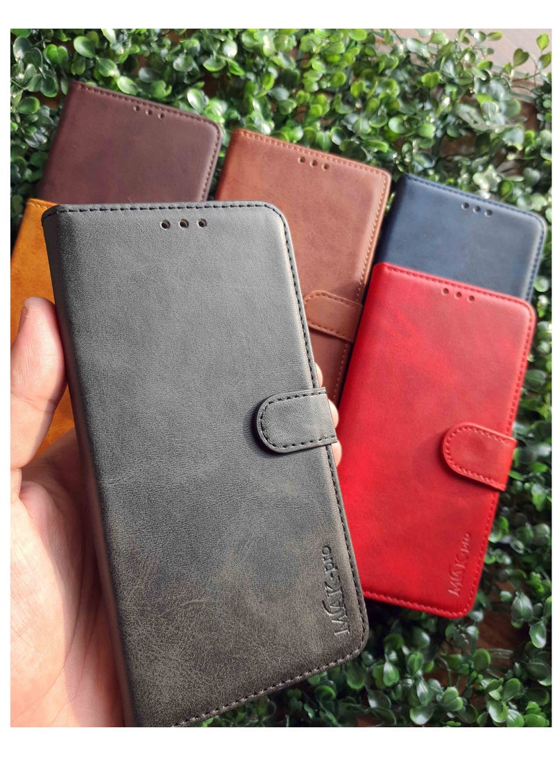 Wallet Flip Case Compatible with Realme C53 Made of PU Leather with Card Holder, Stand and Shockproof Phone Cover - Black  - Image 4