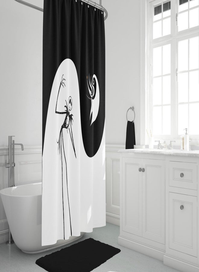 Jay Franco Disney Nightmare Before Christmas Fabric Shower Curtain - Kids Swirl Black and White Bathroom Décor with Jack Skellington and Zero - Image 4