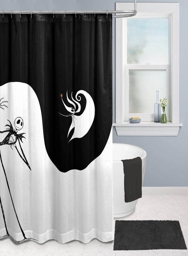 Jay Franco Disney Nightmare Before Christmas Fabric Shower Curtain - Kids Swirl Black and White Bathroom Décor with Jack Skellington and Zero - Image 5