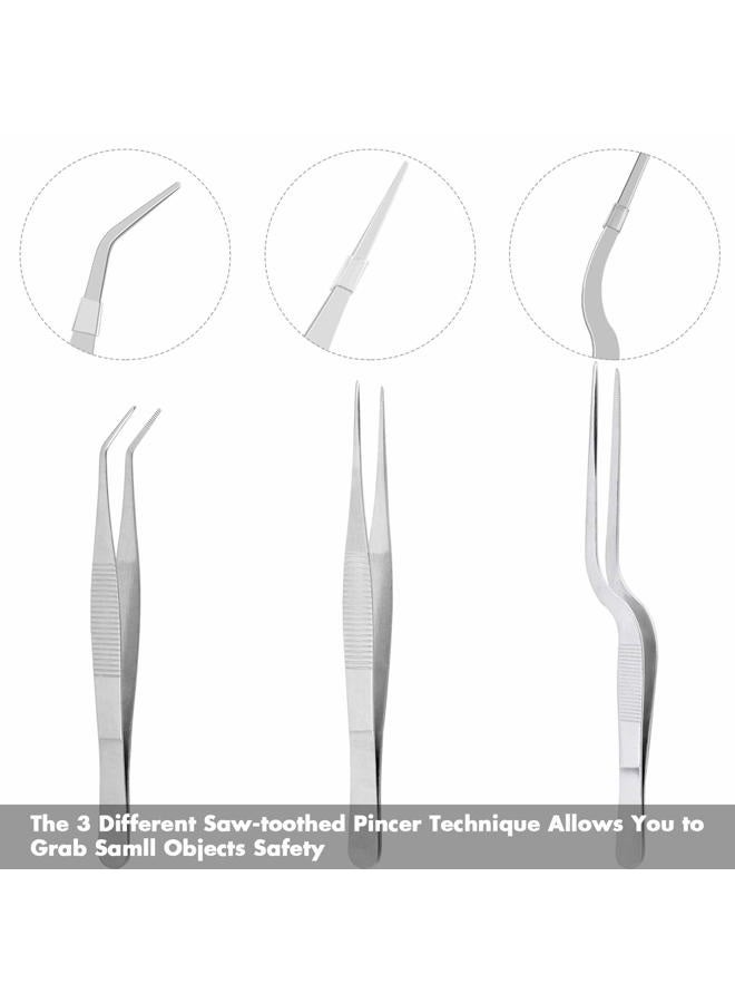 Cridoz 6 Pcs Stainless Steel Kitchen Cooking Tweezers Precision Tongs Drawing Spoons Offset Spatula for Food Culinary Plating Decorating - Image 3