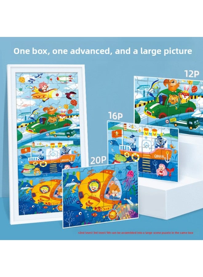 Children's Advanced Puzzle Magnetic Puzzle Children's Magnetic Early Education Baby Flat Picture 3 To 6 Years Old 24 Boys And Girls Toys-Color:Newch Second-order Sea, Land And Air Traffic - Image 3