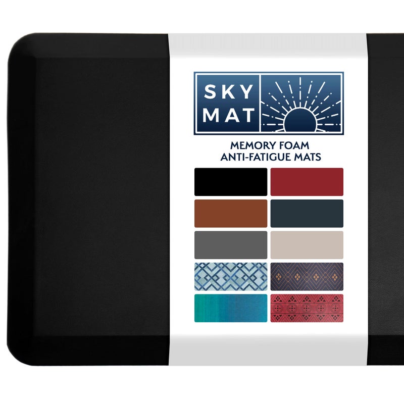 Sky Solutions Anti Fatigue Floor Mat - 3/4" Thick Cushioned Kitchen Rug, Standing Desk Mat - Comfort at Home, Office, Garage - Non Slip, Durable and Stain Resistant (20" x 39", Black) - Image 1