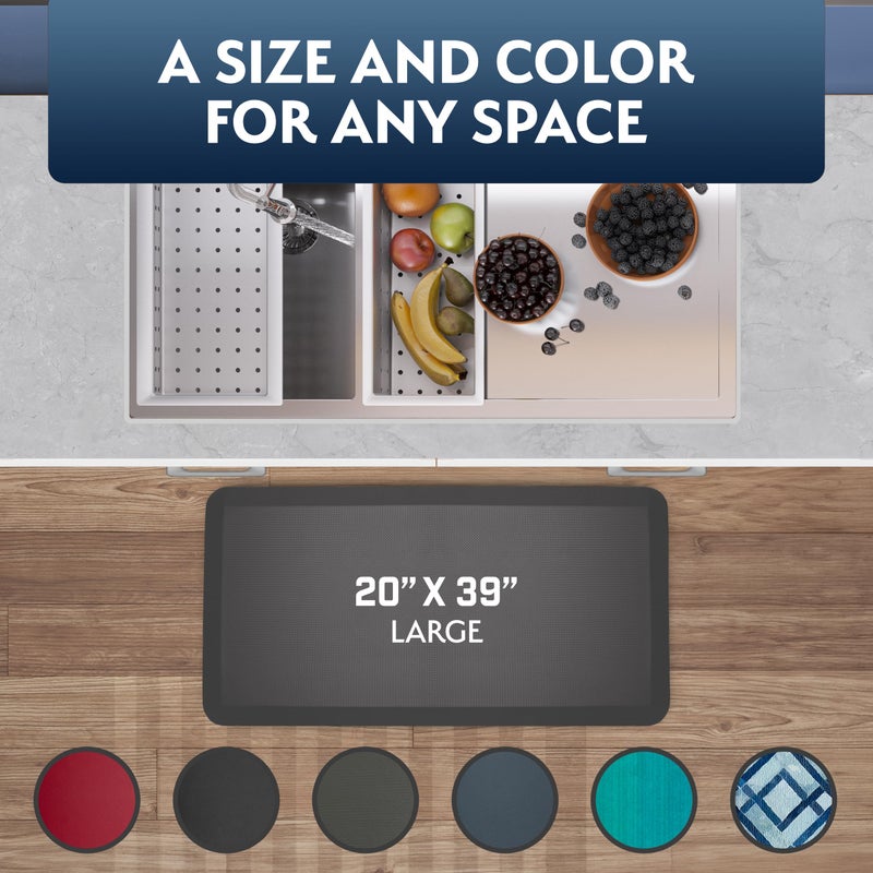 Sky Solutions Anti Fatigue Floor Mat - 3/4" Thick Cushioned Kitchen Rug, Standing Desk Mat - Comfort at Home, Office, Garage - Non Slip, Durable and Stain Resistant (20" x 39", Black) - Image 4