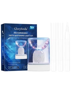 GlorySmile Rechargeable Teeth Whitening Light Kit LED Light Activated Whitening Kit with 3Pcs Teeth Whitening Gel Non-Sensitive Fast Teeth Whitener Remove Tea Coffee & Food Stain  - Image 1