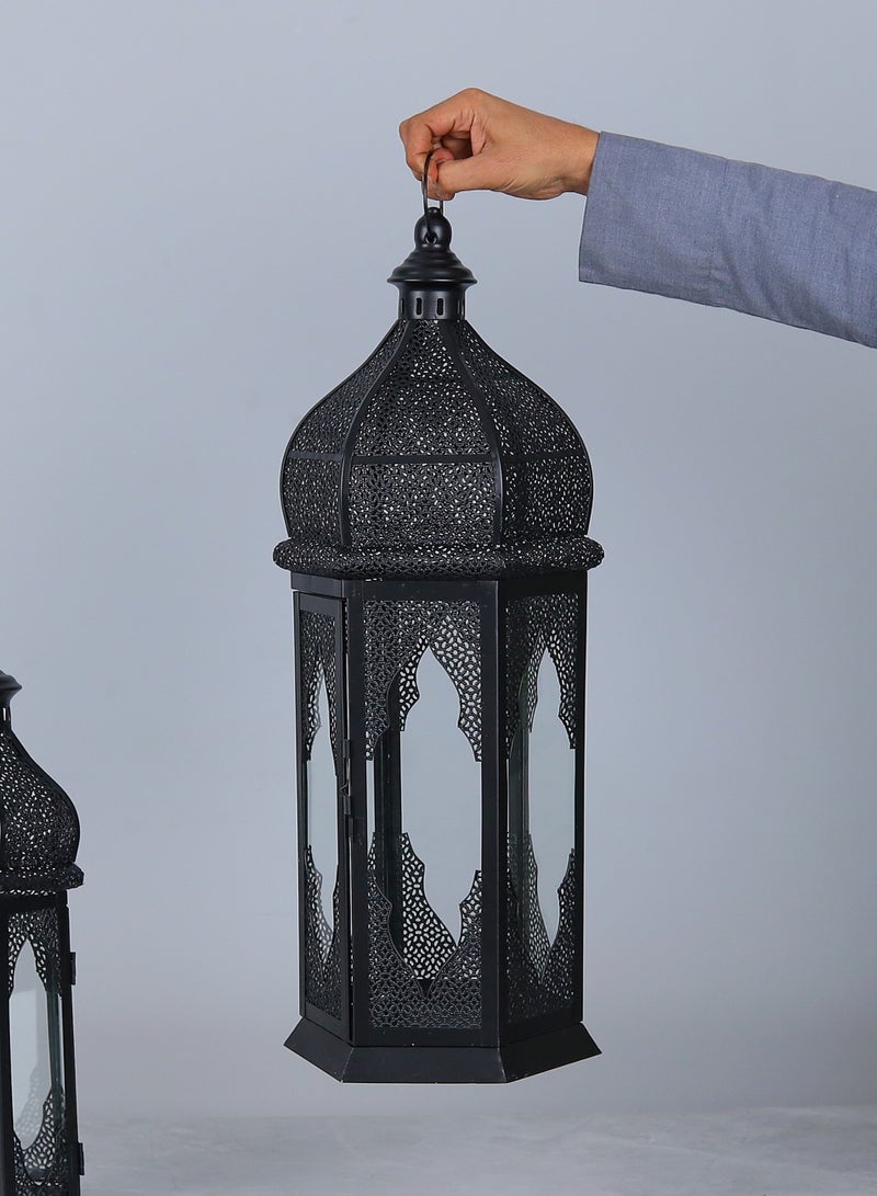الهدايا مول  فانوس رمضاني معدني بتصميم فاخر – أسود (26×26×60 سم) - Image 3