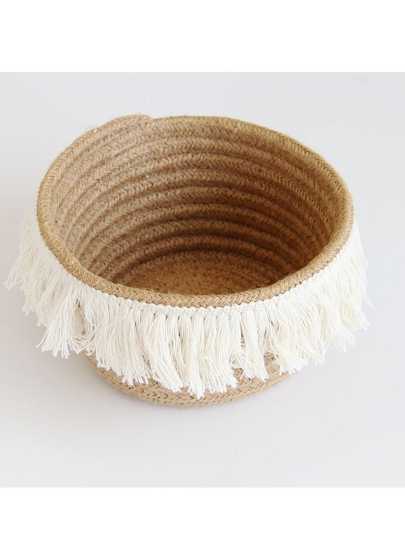 الأزرق جي دبليو سلة تخزين 3 قطعة 3 قطع سلال حبل القطن ، سلة تخزين منسوجة صغيرة لحمام رف الحضانة تنظيم سلالات منظم للألعاب والمناشف ومستحضرات التجميل والمجوهرات وغيرها من العناصر الصغيرة البيضاء - Image 2