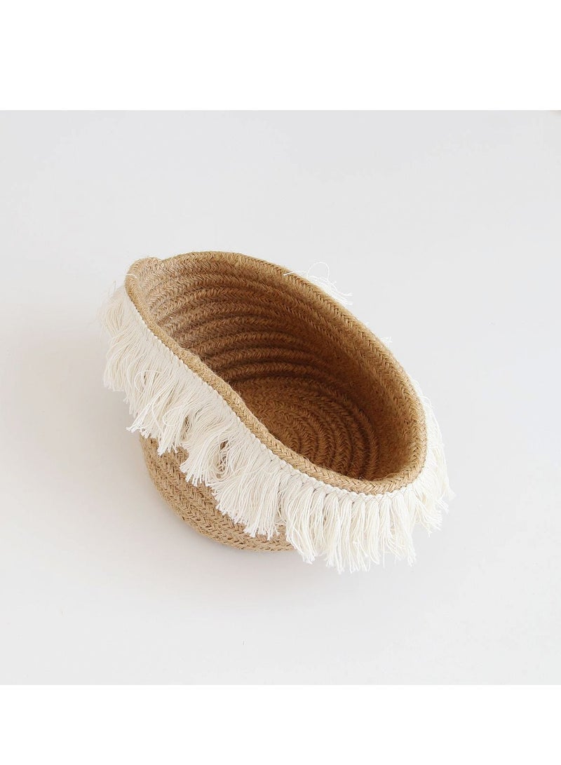 الأزرق جي دبليو سلة تخزين 3 قطعة 3 قطع سلال حبل القطن ، سلة تخزين منسوجة صغيرة لحمام رف الحضانة تنظيم سلالات منظم للألعاب والمناشف ومستحضرات التجميل والمجوهرات وغيرها من العناصر الصغيرة البيضاء - Image 3