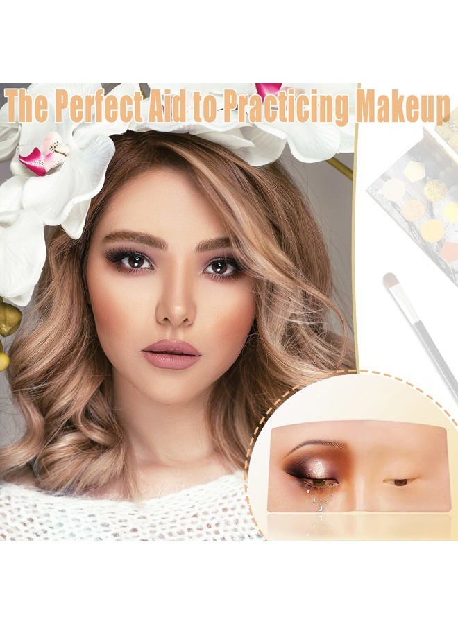 Banugo Makeup Practice Face, Silicone Makeup Practice Board, Face Eyes Makeup Mannequin for Makeup Artists and Beginners, with Makeup Brushes and 165Pcs Pearl Stickers (Bright) - Image 5