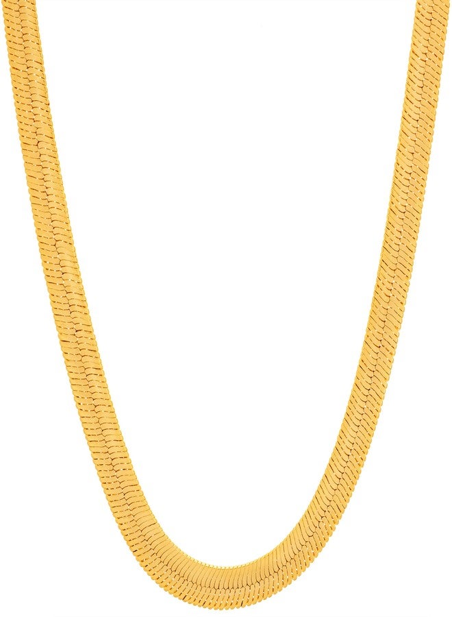 LIFETIME JEWELRY 5mm Flexible Herringbone Chain Necklace 24k Real Gold Plated (20 inches, Gold) - Image 1