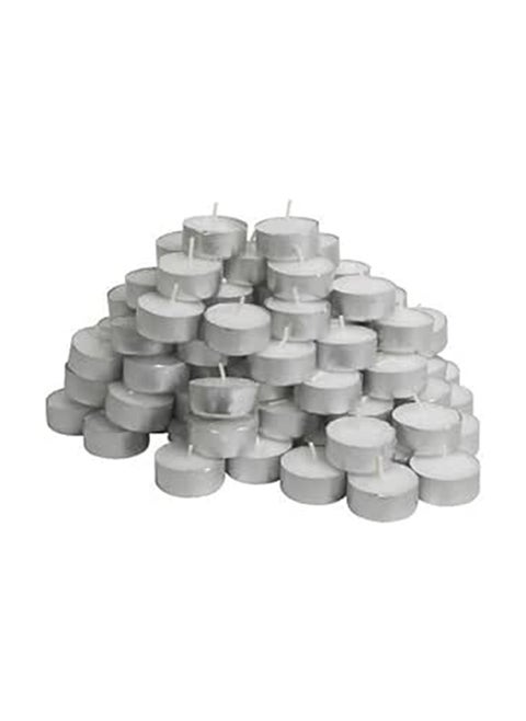 Candles In Metal Containers  100 Candles  Small  White And Not Scented