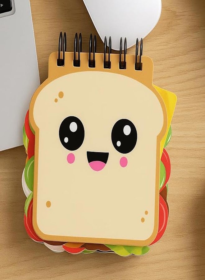 دفتر ملاحظات حلزوني أنيق على شكل شطيرة للأطفال | دفتر يوميات بتصميم طعام | دفتر كتابة إبداعي وهدية للأولاد والبنات - Image 1