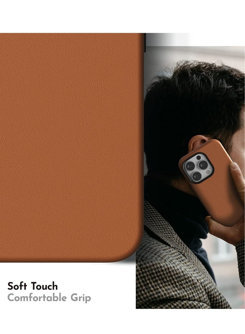 ELTRAZONE Leather Case Compatible with iPhone 14 Pro Max Case 6.7 inch, Premium PU Leather Phone Case Cover (with Metallic Buttons & Microfiber Lining) for iPhone 14 Pro Max (2022), Brown - Image 3