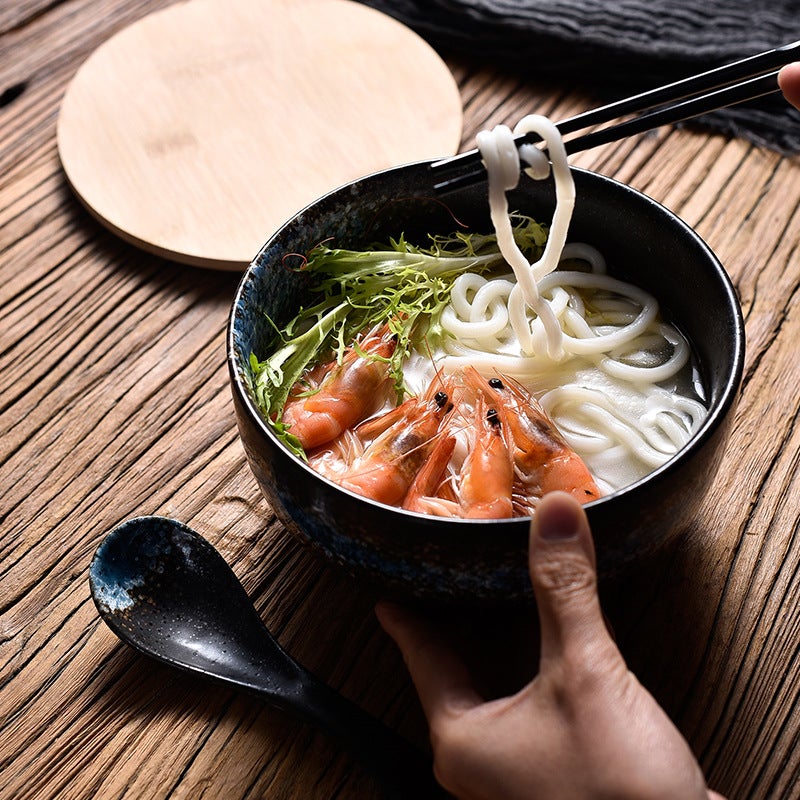 Japanese Ceramic Bowl With Lid Eating Set Single Noodle Bowl Creative Instant Noodle Bowl Personalized Color - Image 5