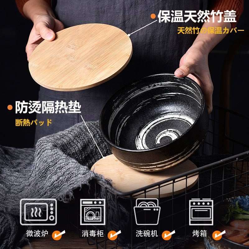 Japanese Ceramic Bowl With Lid Eating Set Single Noodle Bowl Creative Instant Noodle Bowl Personalized Color - Image 4