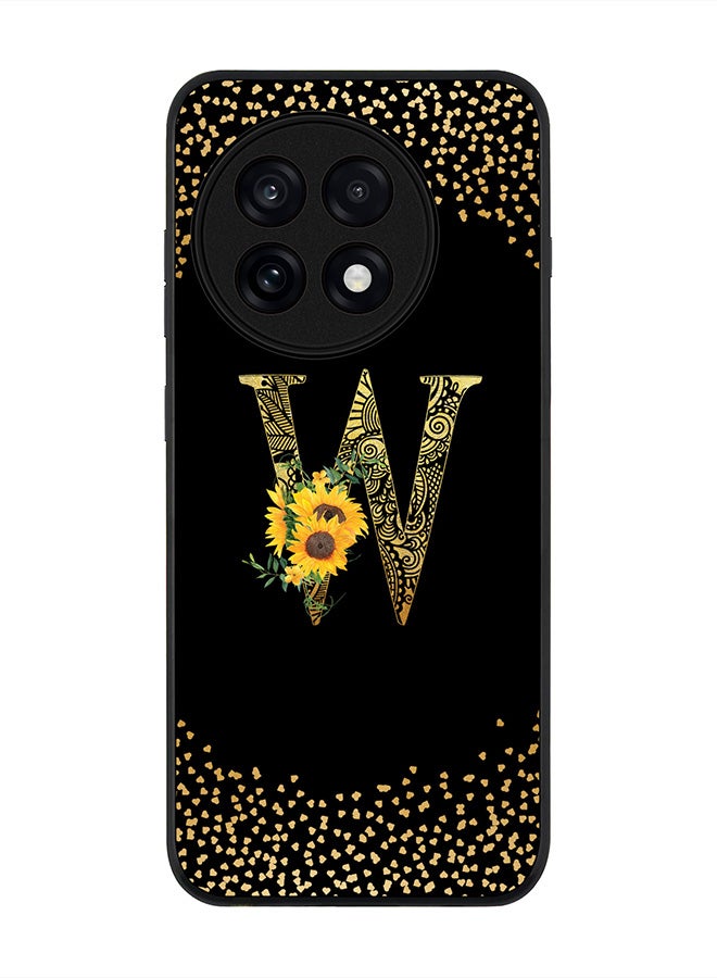 Stylizedd For OnePlus 13R / Ace 5 Pro Case,Slim fit Camera Protection, Shockproof Thin Phone cover  - Custom Floral Monogram - W ( Black )