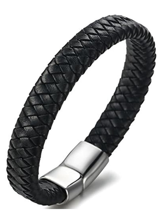 أساور جلدية مضفرة للرجال، مشبك من الفولاذ المقاوم للصدأ 7.5-8.5 بوصة - Image 4