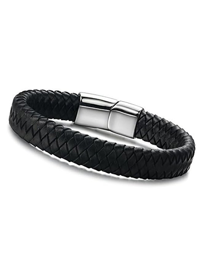أساور جلدية مضفرة للرجال، مشبك من الفولاذ المقاوم للصدأ 7.5-8.5 بوصة - Image 2