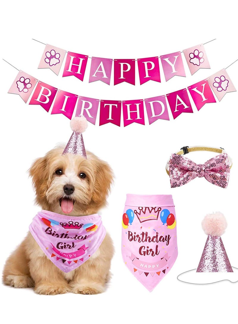 Mordely Pet Birthday Party Decoration Kit,Dog Happy Birthday Banner Hat Bandana Bowknot Pet Dog Cat Boy Girl Party Decoration Accessories - Image 1