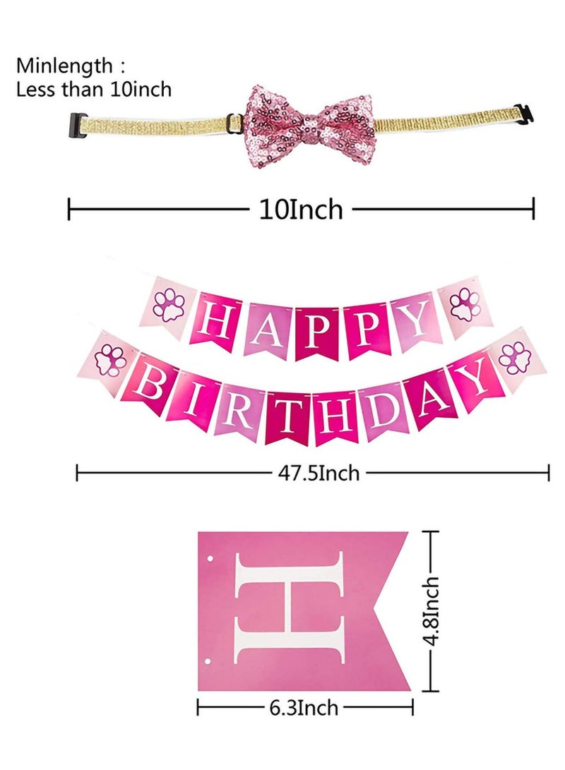 Mordely Pet Birthday Party Decoration Kit,Dog Happy Birthday Banner Hat Bandana Bowknot Pet Dog Cat Boy Girl Party Decoration Accessories - Image 2