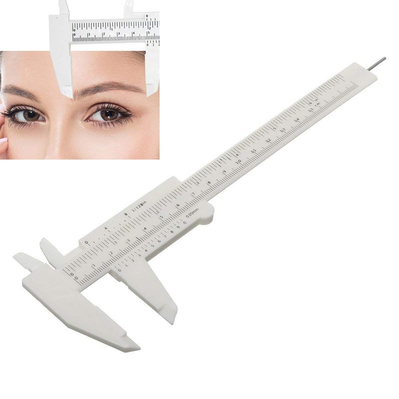 TMISHION Vernier Caliper Waterproof Plastic Eyebrow Permanent Makeup Ruler Students Experimental Measurement Tools For Permanent Makeup Tattoo Eyebrow Line Lip - Image 1