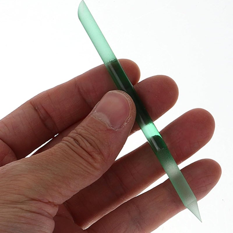 Reusable Double-Ended Emerald-hued Advanced Glass Nail File and Cuticle Pusher Set for Natural Fingernails and Thick Toenails, Nail Grooming Tool for Women’s Manicure and Pedicure - Image 2
